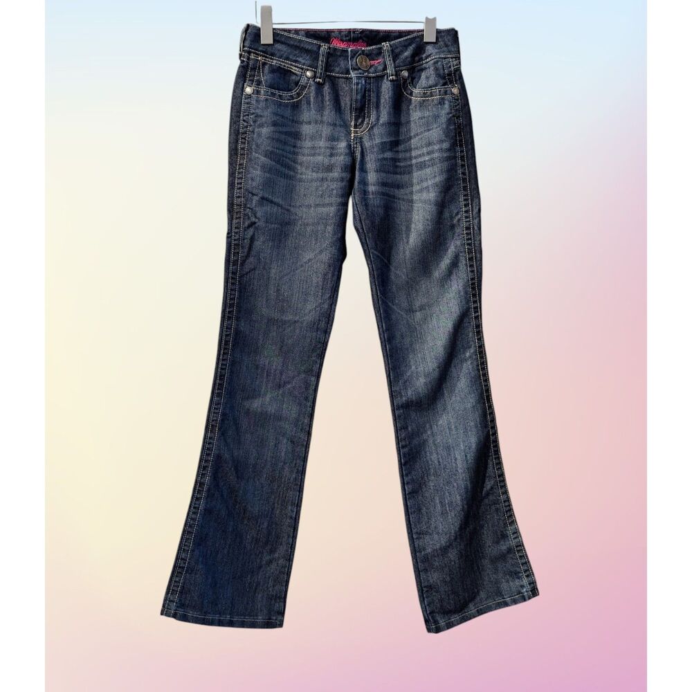 Wrangler Mae Premium Patch Low Rise Boot Cut Jeans  Sz  3/4 x 34